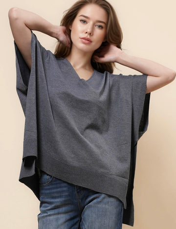 Ladies Solid Color V-Neck Pullover Sweater SKT41022