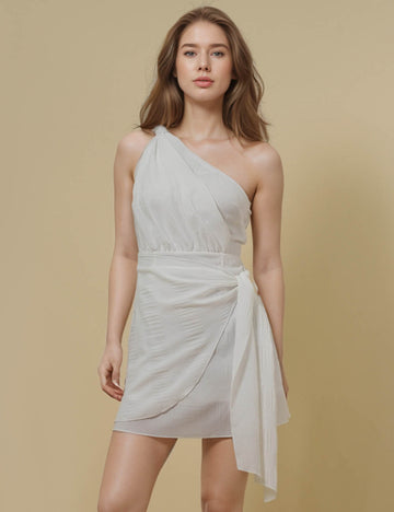 Ladies One Shoulder String Tie Mini Dress SKD51287