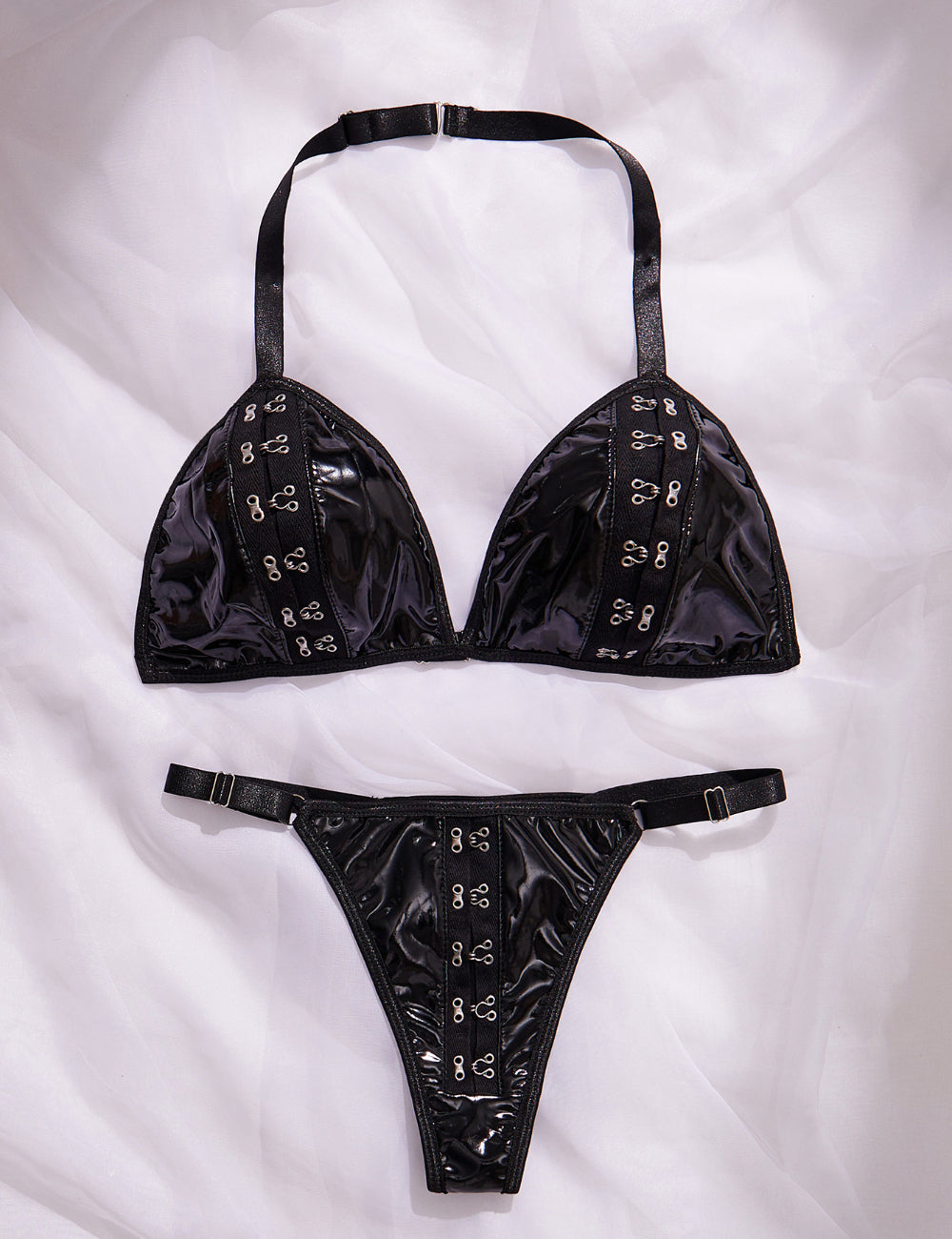 Ladies Sexy PU 2PCS Lingerie Set SKLG4150