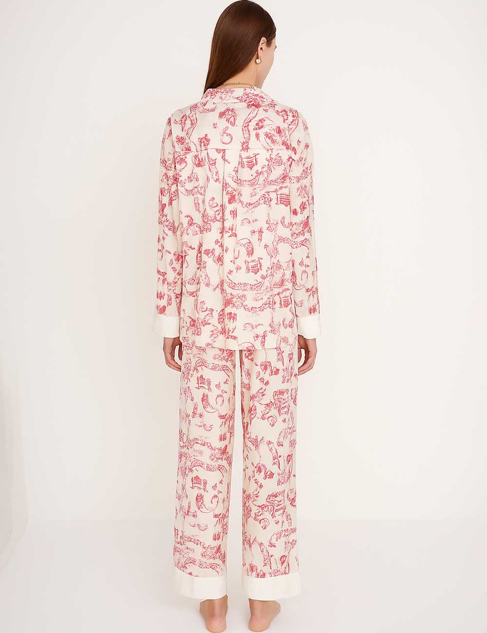 Ladies Print Button Closure Top & Pants Lounge Set SKST5K17