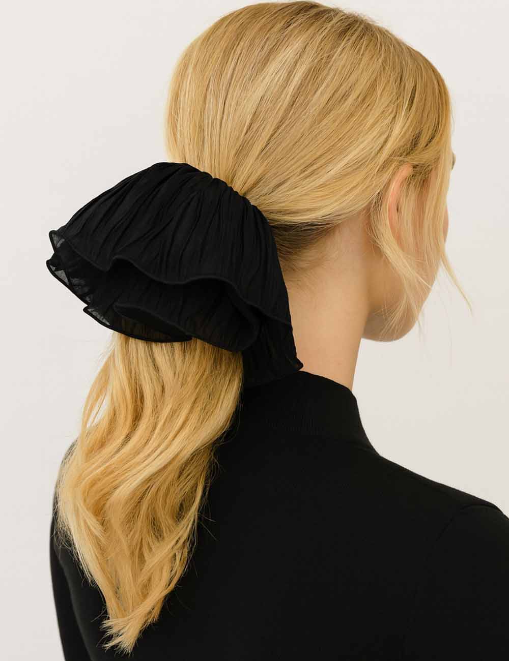 Ladies Elegant Wrinkle Fabric Solid Color Scrunchie