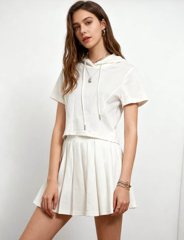 Ladies Hoodie Top and Skirt 2PCS Set SKST398