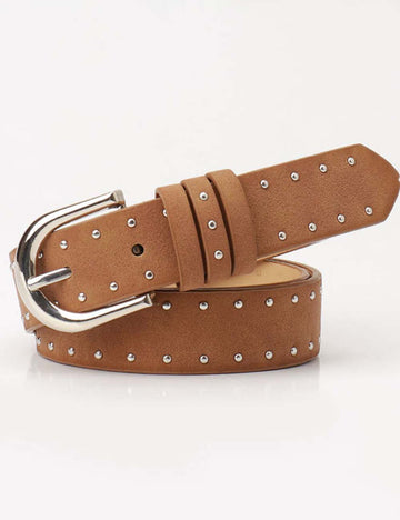 Ladies Faux Suede Metal Buckle Stud Waist Belt