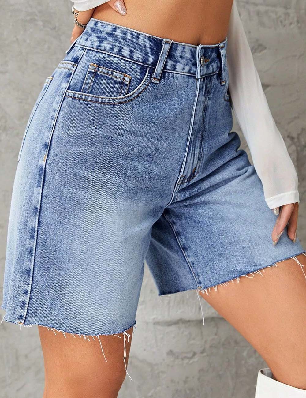 Ladies Pocket Straight Leg Denim Shorts
