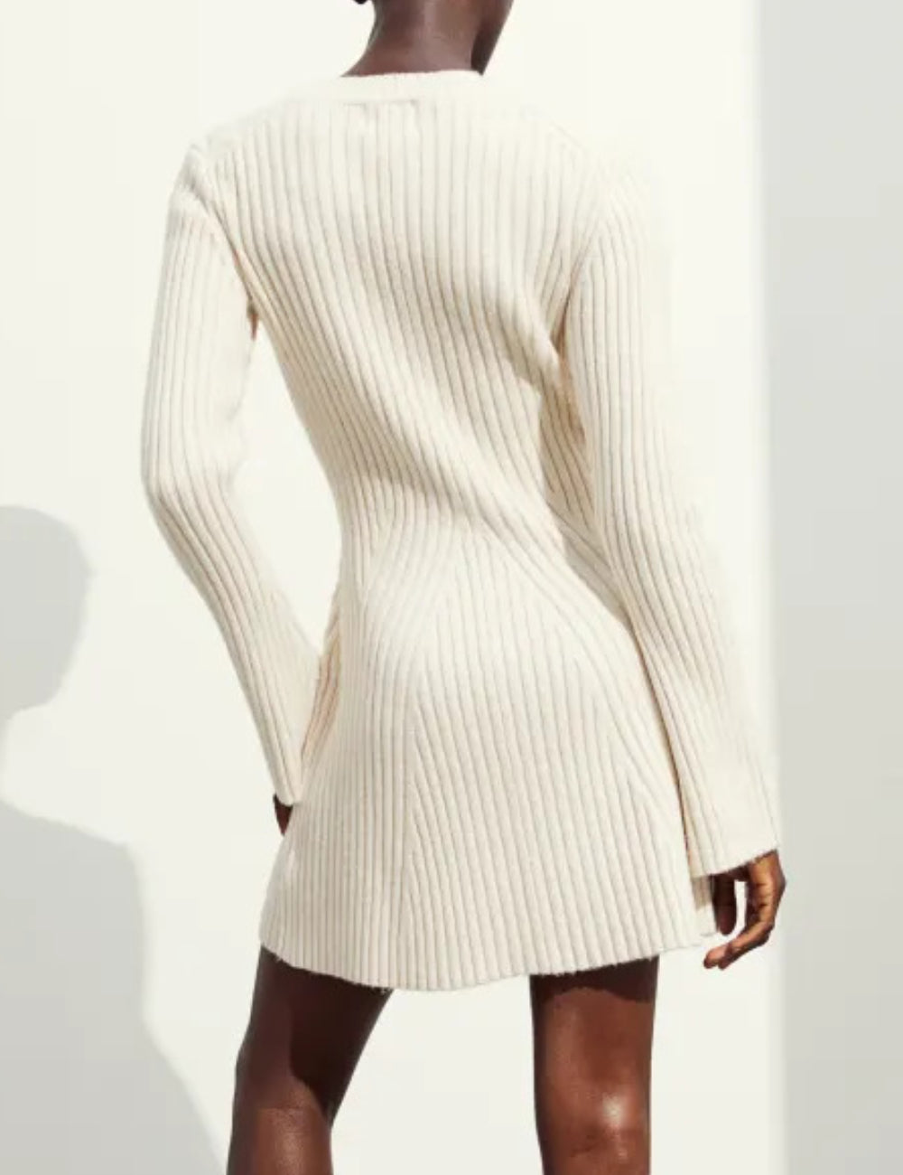 Ladies Rib Round Neck Sweater Mini Dress SKD41064