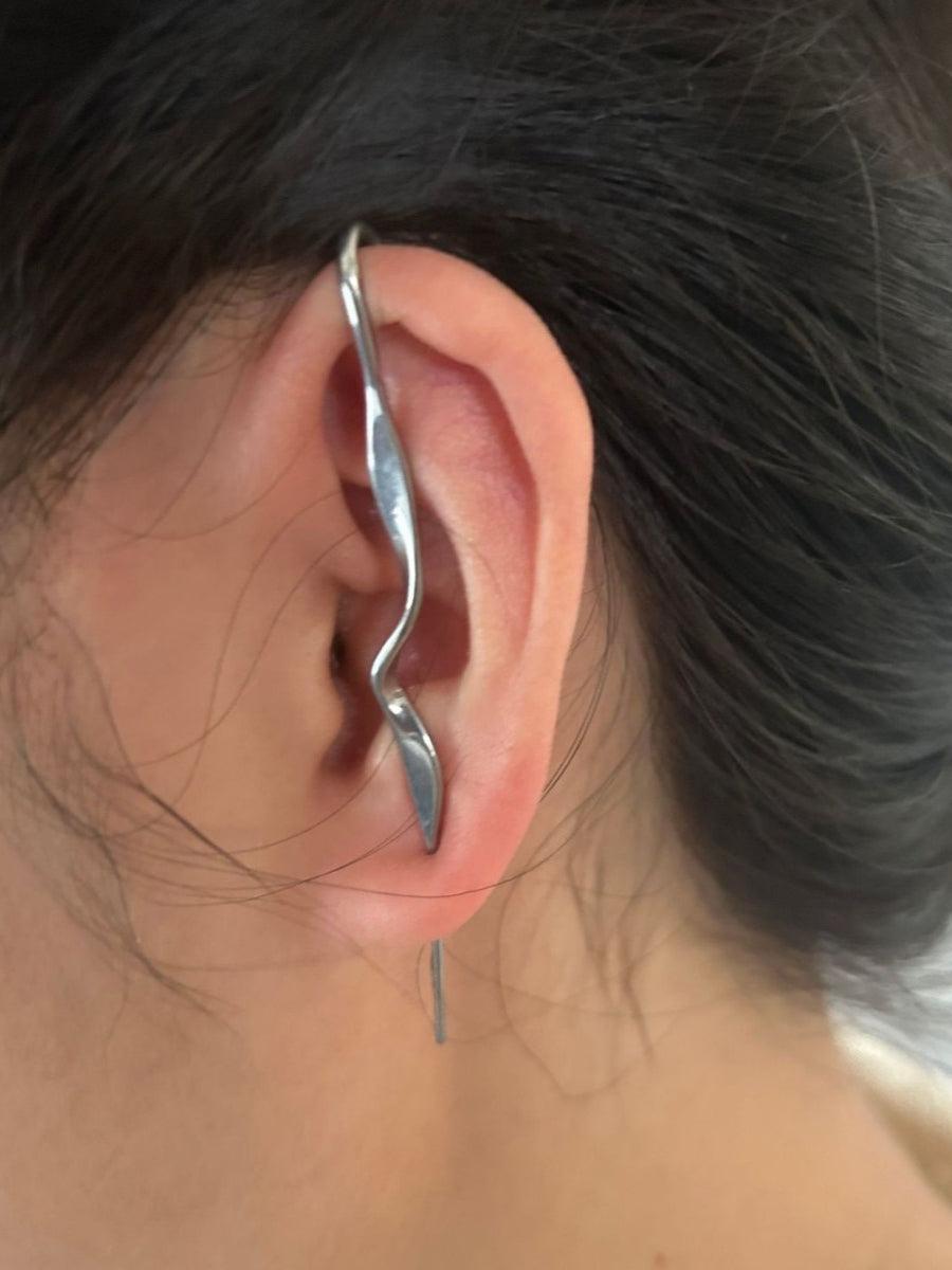 Ladies Stainless Steel Ear Crawler Hook Pin Cuff Earrings SKAJ4152