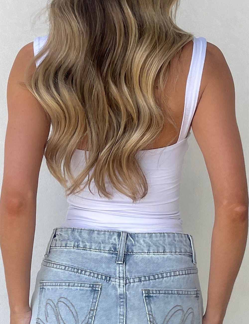 Ladies Solid Color Square Neck Lace Strap Shoulder Cami Top
