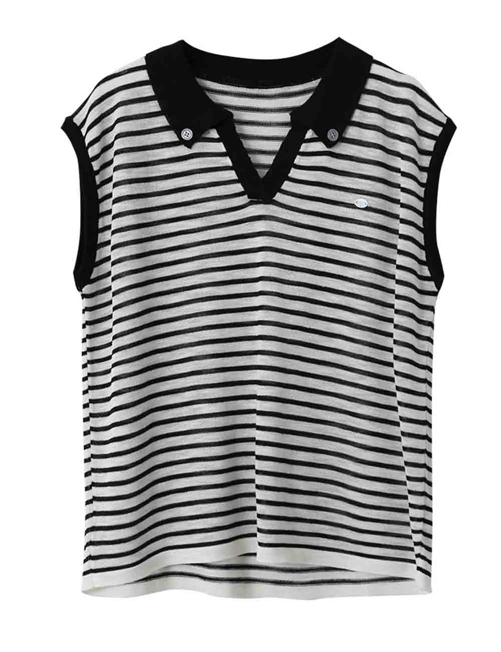 Ladies Scarf Polo Collar Sleeveless Knit Vest