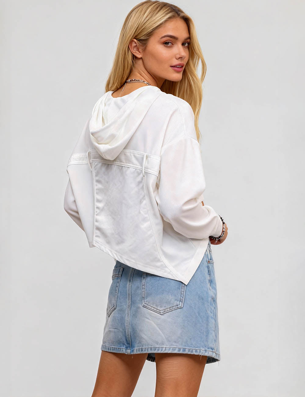 Ladies Inregular Hem Hoodie Shweatshirt SKT0789