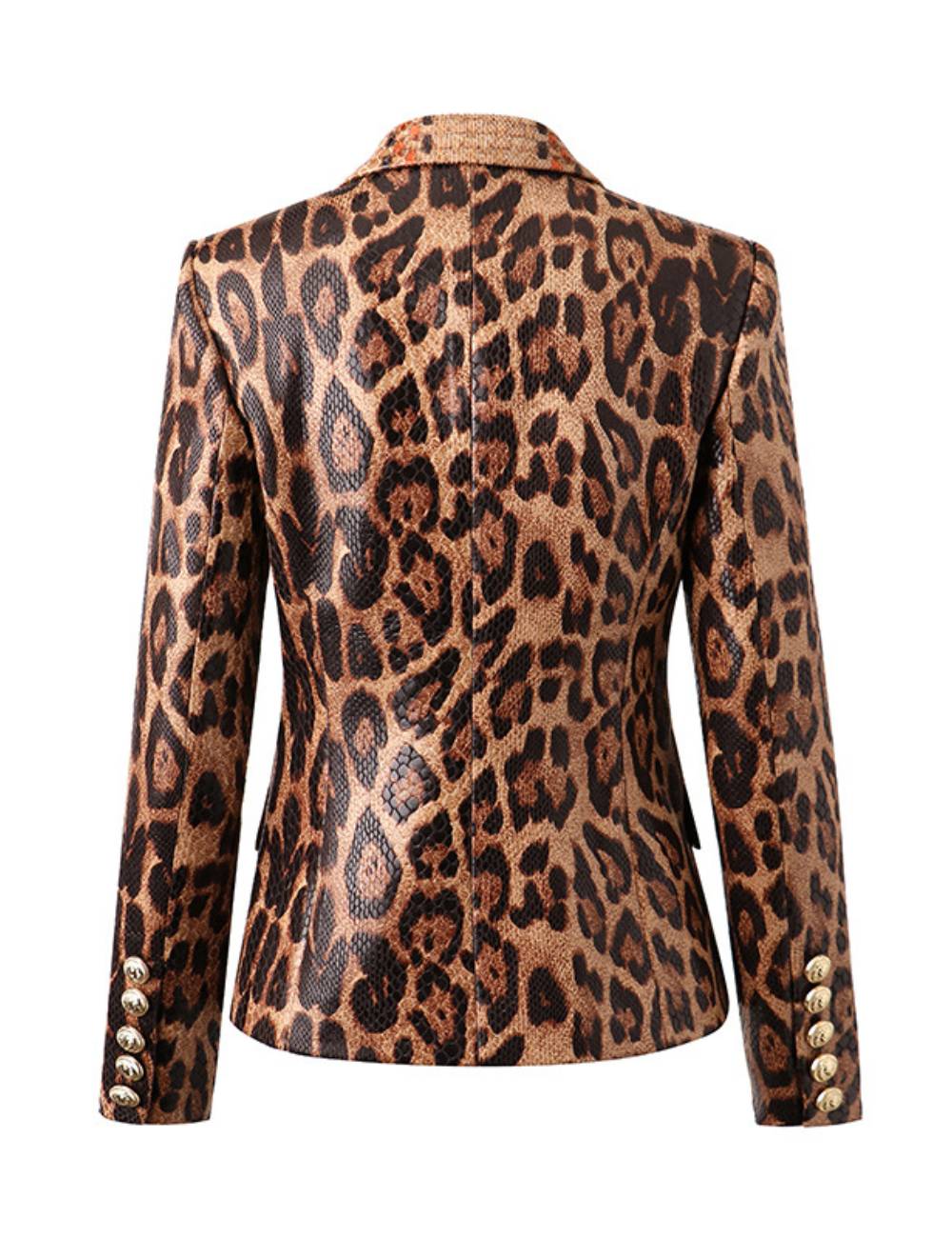 Ladies Leopard V-Neck Turndown Collar Blazer SKT50092