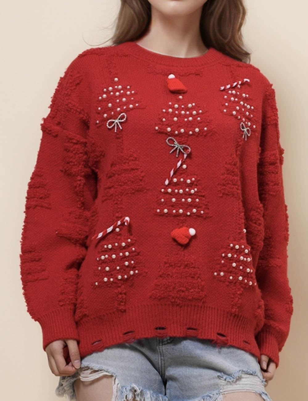 Ladies Merry Christmas Holiday 3D Knit Sweater SKT41079