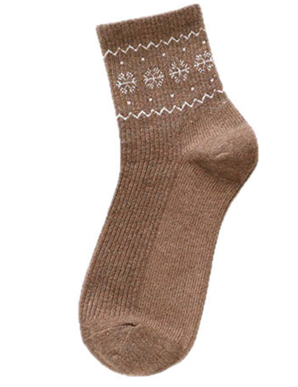 Ladies Fair Isle Snowflake Pattern Midi Calf Knit Socks