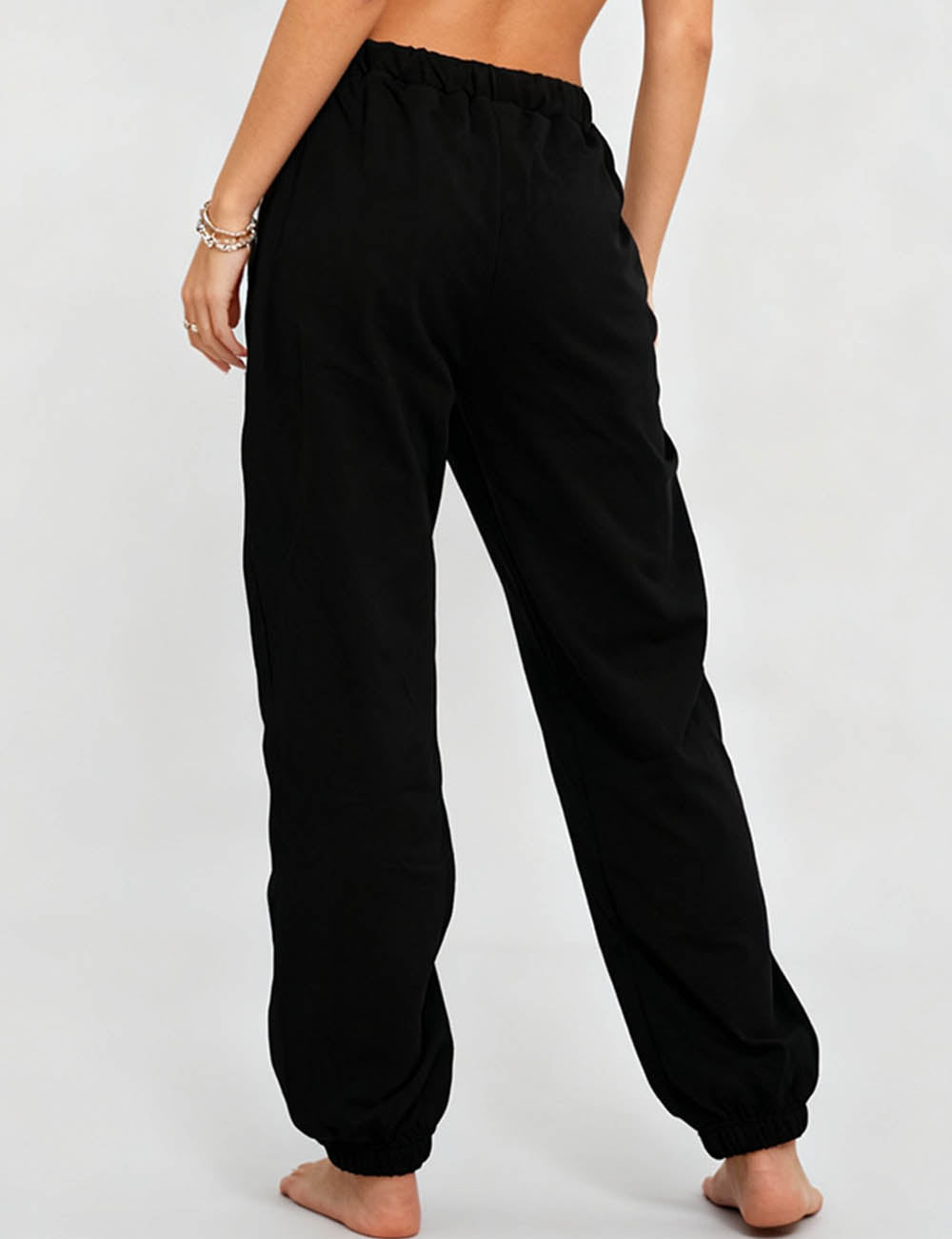 Women Elastic Waist Joggers Pockets Sweatpants SKST50781B