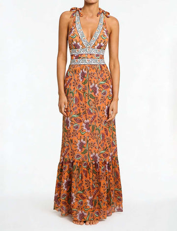 Ladies Floral Print One-Piece Swimsuit with Ruffle Hem Cover Up Skirt Set