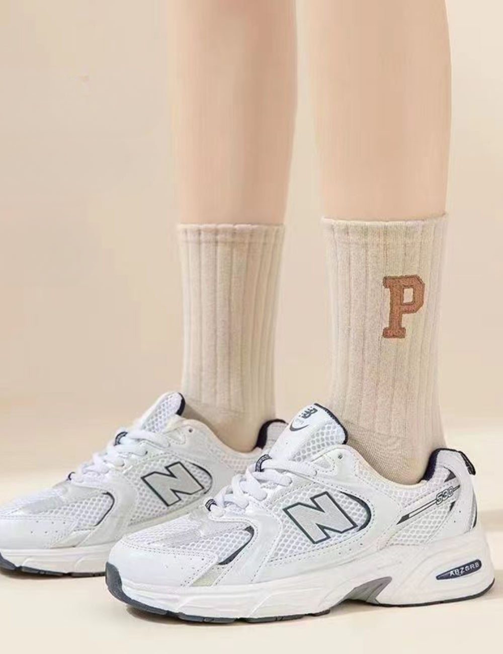 Ladies Color Block "P" Cotton Socks 5 Pairs/Pack SKASC4167