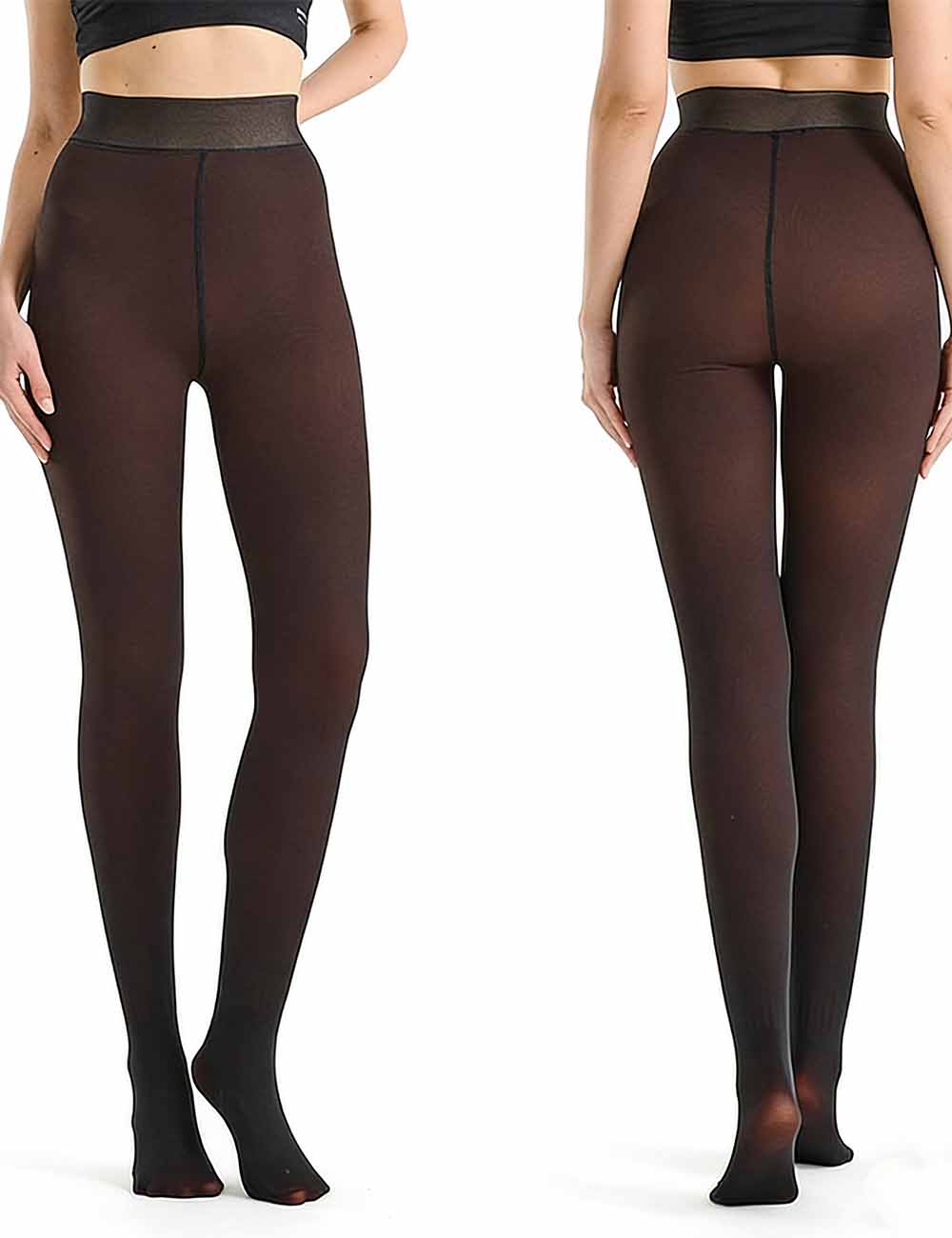 Ladies 200g Fleece Lined Fake Sheer Winter Warm Tights