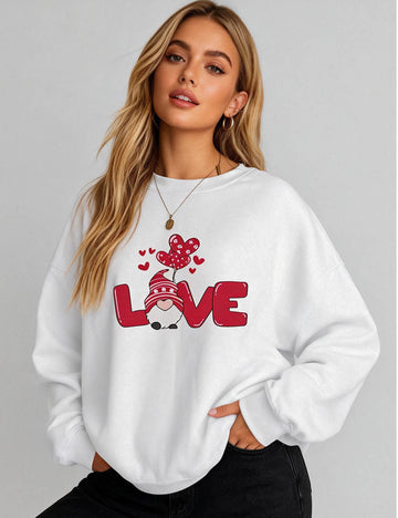 Ladies Valentine's Love Letter Balloon Print Sweatshirt