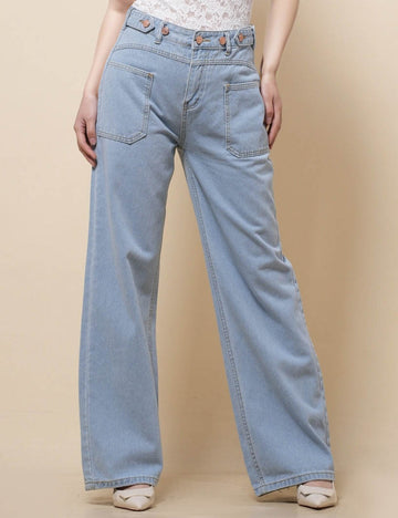 Ladies Daily Jeans Straight Leg Denim Pants SKP51207