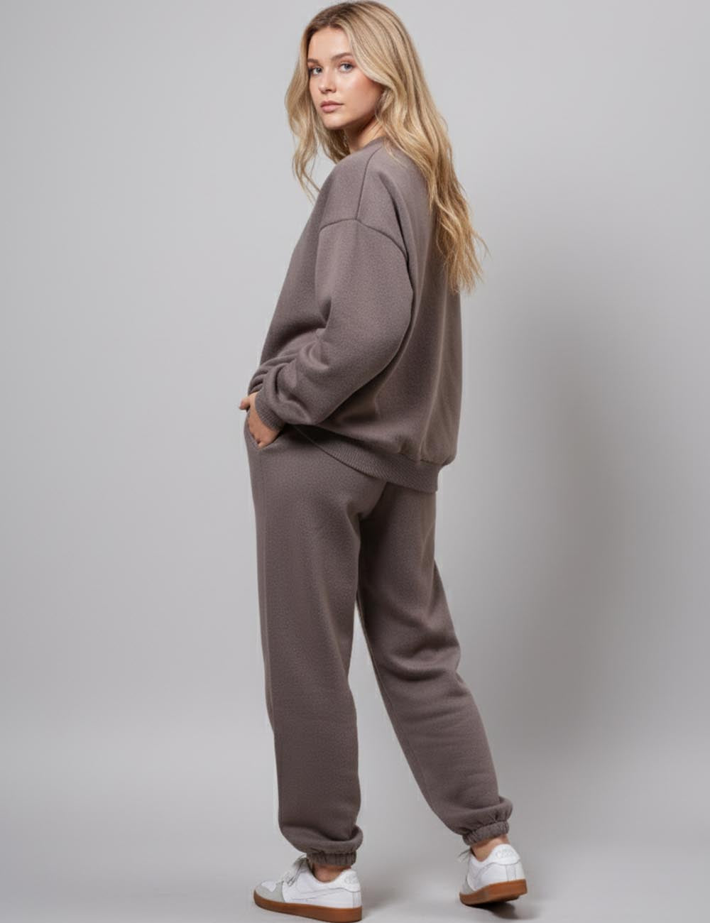 SWEETKAMA Ladies Solid Color Sweatshirt Jogger Pants Sets