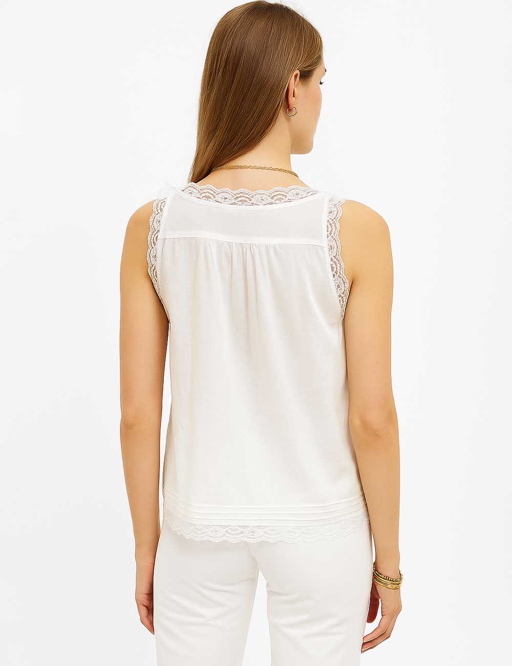 Ladies V-Neck String Tie Lace Cami Top SKT51304
