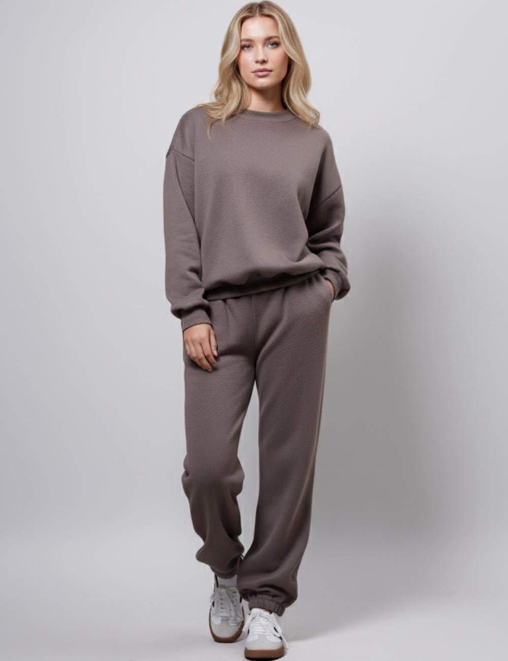 SWEETKAMA Ladies Solid Color Sweatshirt Jogger Pants Sets