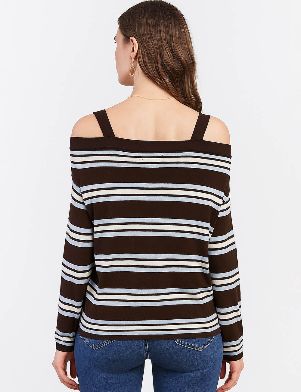 Ladies Stripe Everyday Pullover Color Block Long Sleeves Top