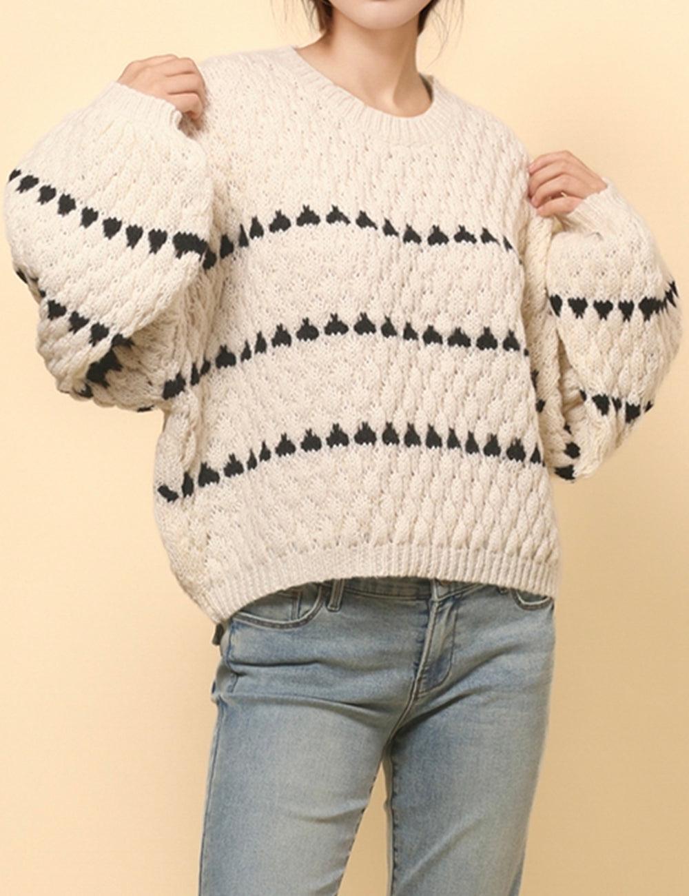 Ladies Chunky Round Neck Pullover Sweater SKT4845