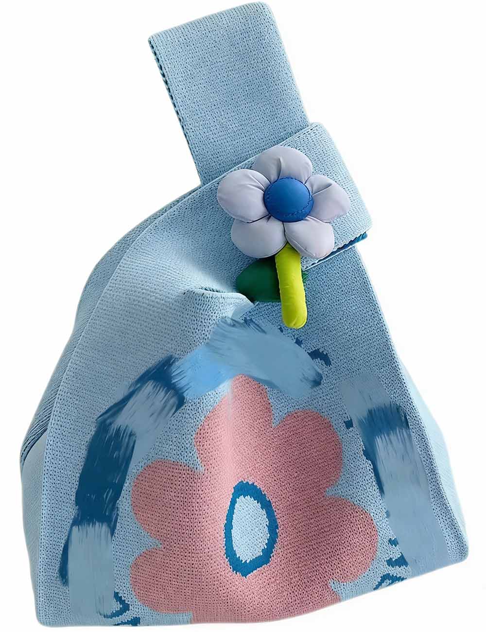 Ladies Daisy Flower Knit Mini Hand Bag