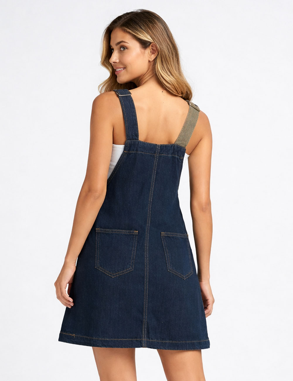 Ladies Vintage Color Block Patchwork Denim Mini Dress