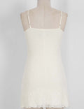 Ladies Floral Jacquard Sleeveless Tie Front Cami Mini Dress