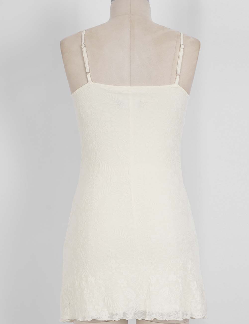 Ladies Floral Jacquard Sleeveless Tie Front Cami Mini Dress