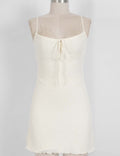 Ladies Floral Jacquard Sleeveless Tie Front Cami Mini Dress