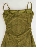 Ladies Floral Jacquard Sleeveless Tie Front Cami Mini Dress