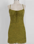 Ladies Floral Jacquard Sleeveless Tie Front Cami Mini Dress