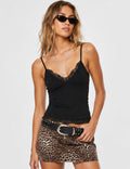 Ladies Lace Trim V-Neck Spaghetti Strap Cami Top