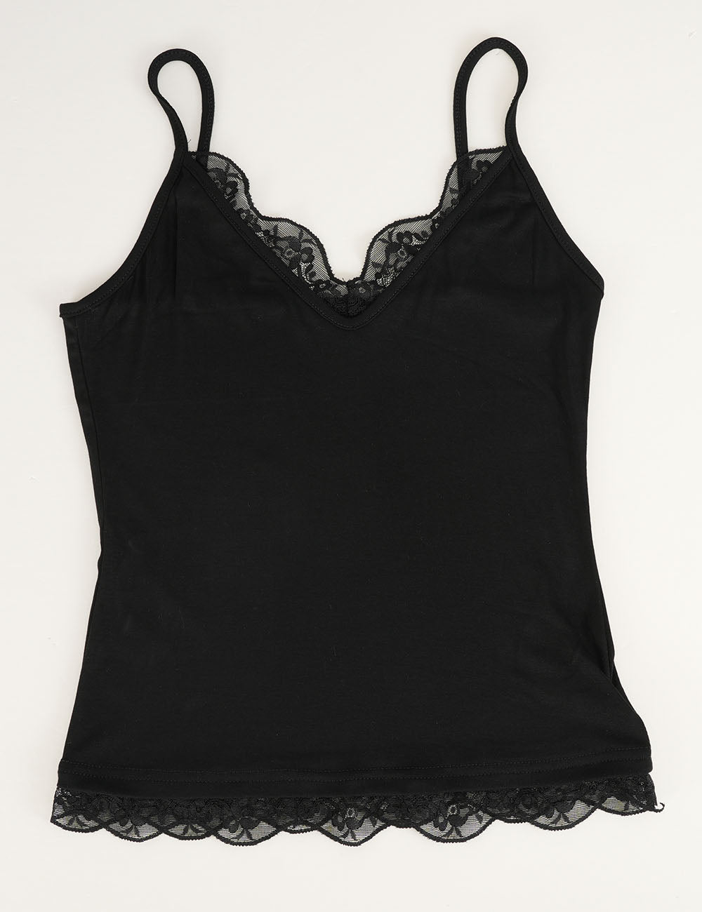 Ladies Lace Trim V-Neck Spaghetti Strap Cami Top