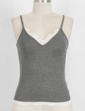 Ladies Lace Trim V-Neck Spaghetti Strap Cami Top