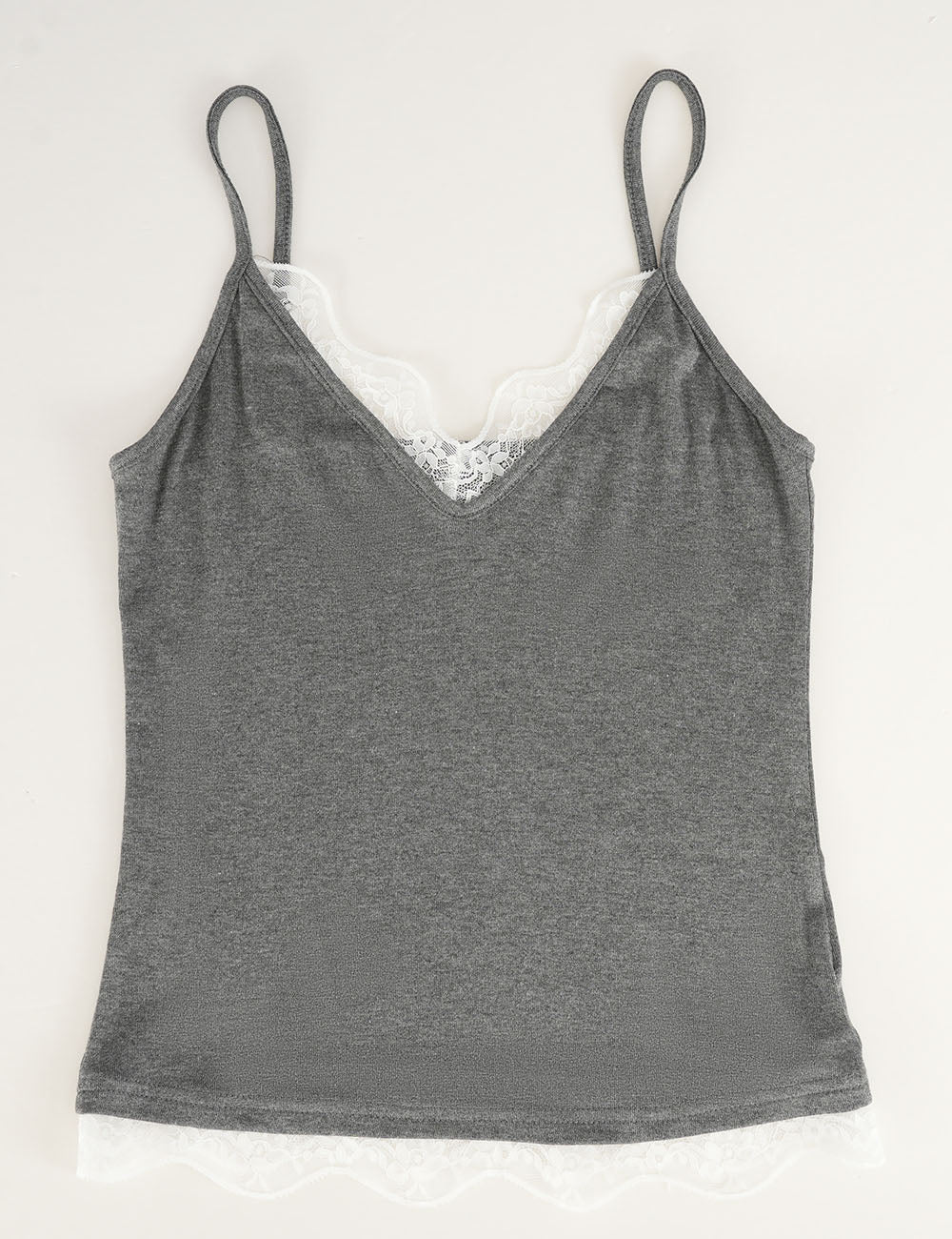 Ladies Lace Trim V-Neck Spaghetti Strap Cami Top