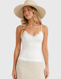 Ladies Lace Trim V-Neck Spaghetti Strap Cami Top