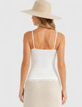 Ladies Lace Trim V-Neck Spaghetti Strap Cami Top