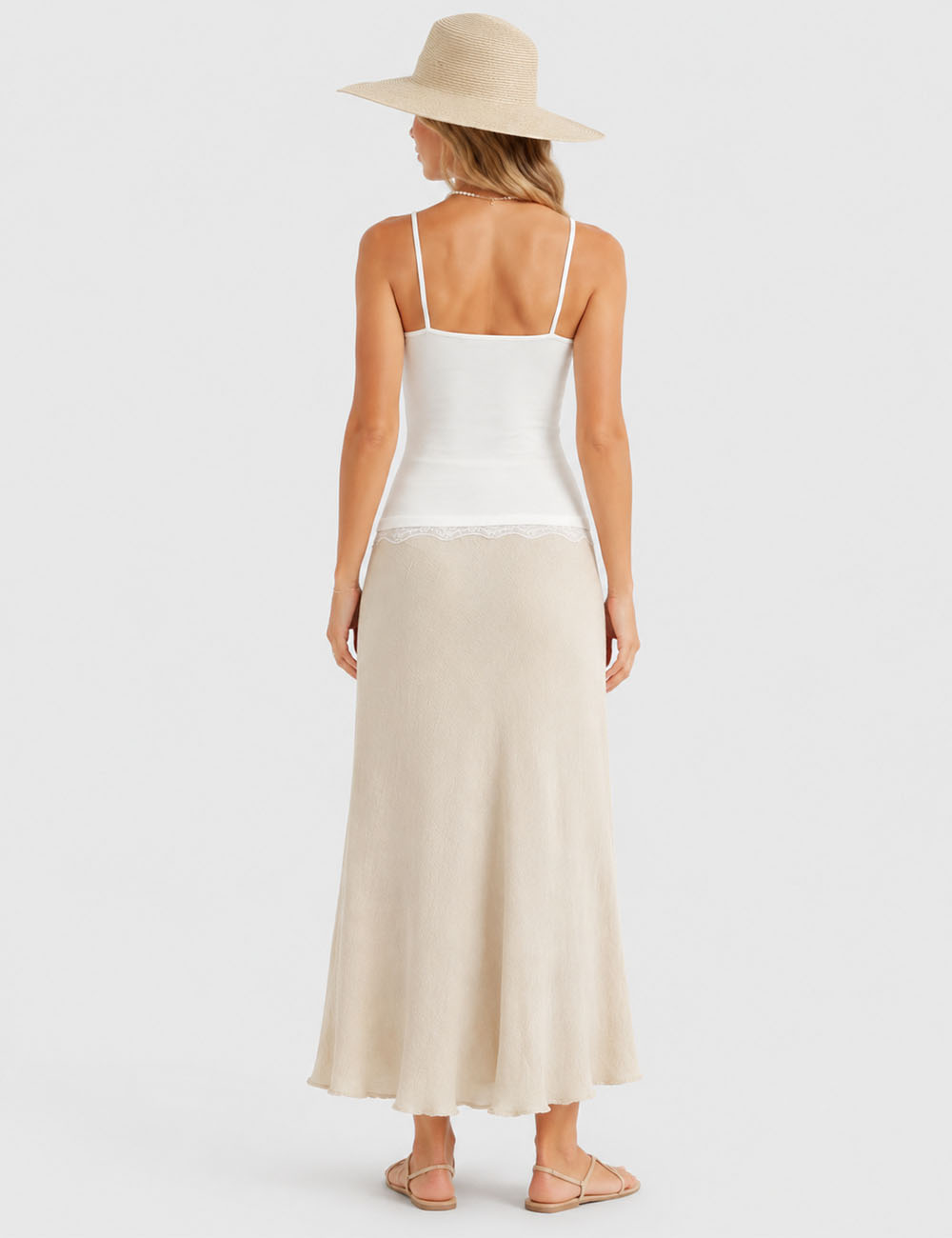 Ladies Lace Trim V-Neck Spaghetti Strap Cami Top
