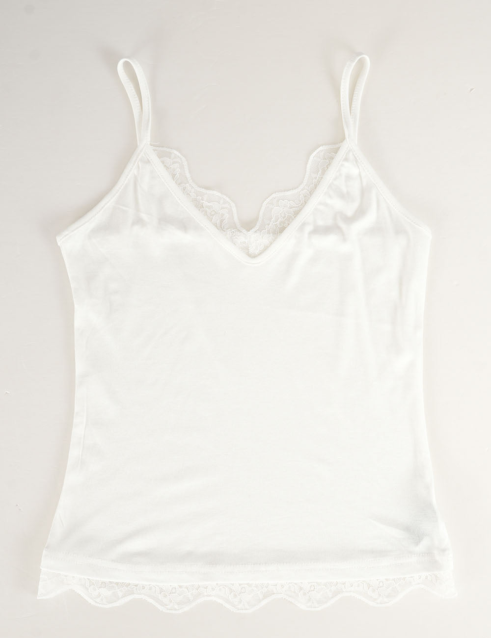 Ladies Lace Trim V-Neck Spaghetti Strap Cami Top