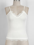 Ladies Lace Trim V-Neck Spaghetti Strap Cami Top