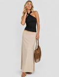 Ladies Twist Neck Solid Color Sleeveless Ruched Top
