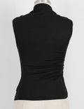 Ladies Twist Neck Solid Color Sleeveless Ruched Top