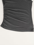 Ladies Twist Neck Solid Color Sleeveless Ruched Top