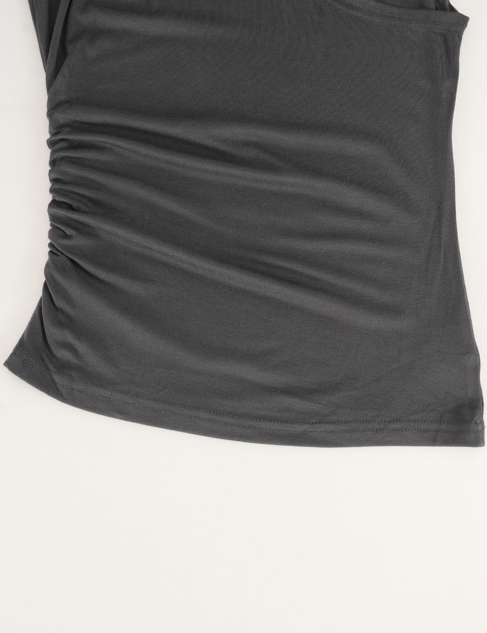 Ladies Twist Neck Solid Color Sleeveless Ruched Top