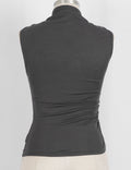 Ladies Twist Neck Solid Color Sleeveless Ruched Top