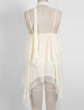 Ladies Lace Trim Irregular Layered Hem Cami Top