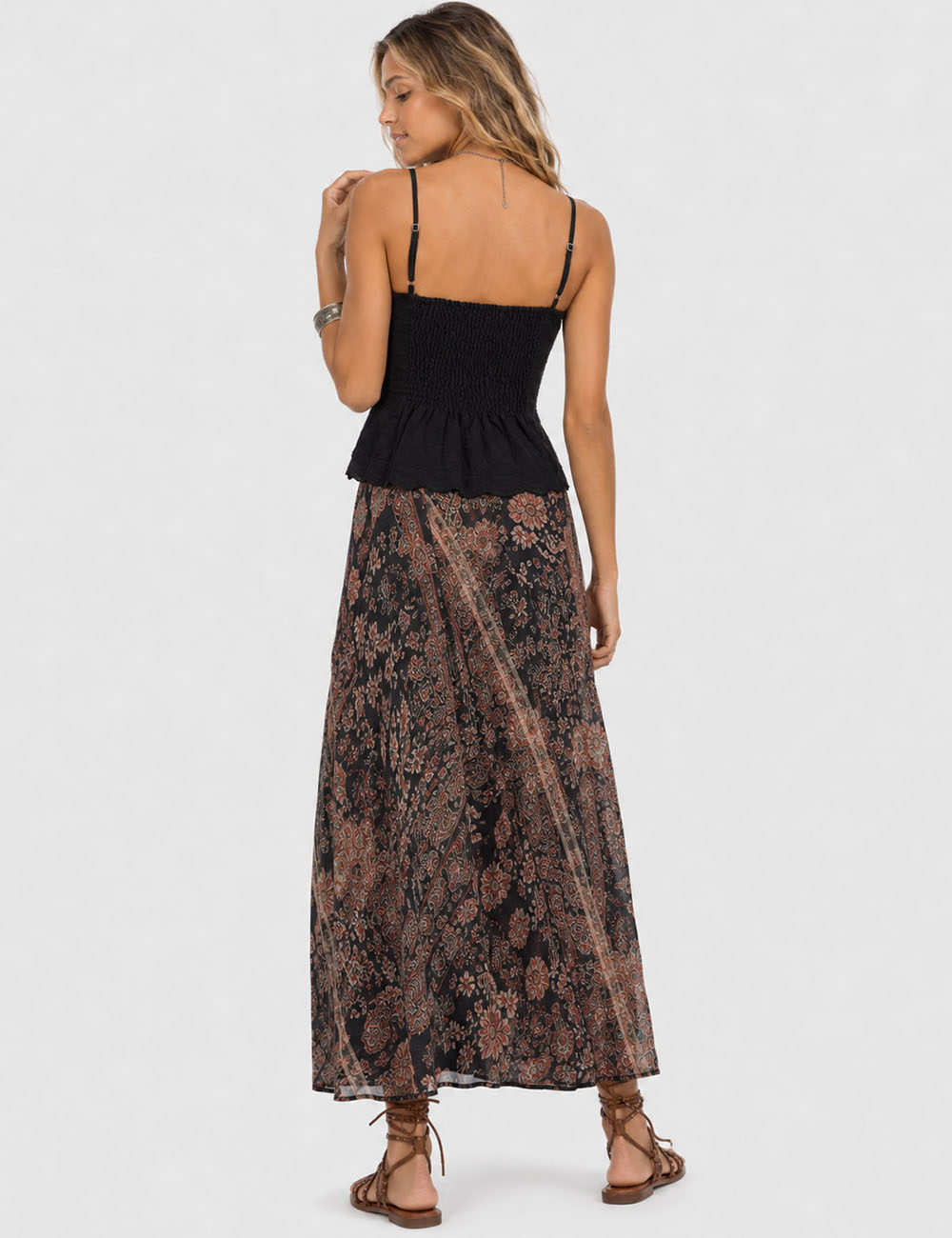 Ladies Embroidery Sleeveless Button Front Peplum Cami Top